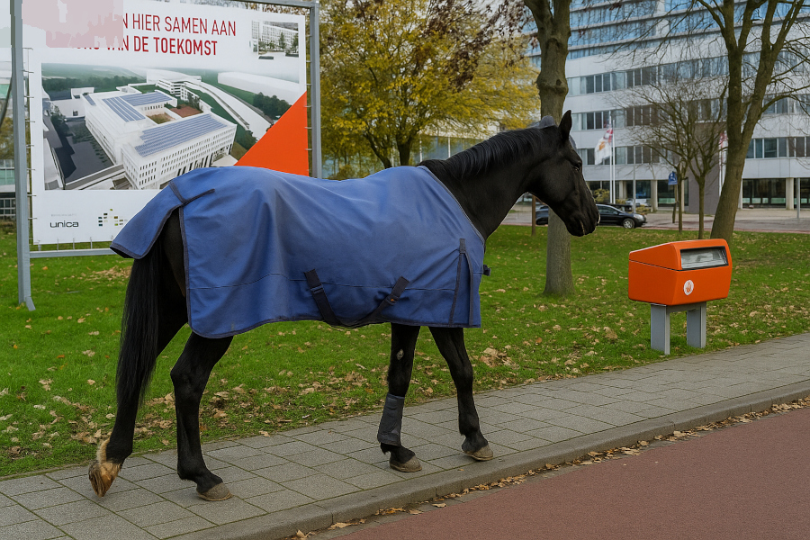 Geschrokken paard belandt op de A20 bij Franciscus Gasthuis